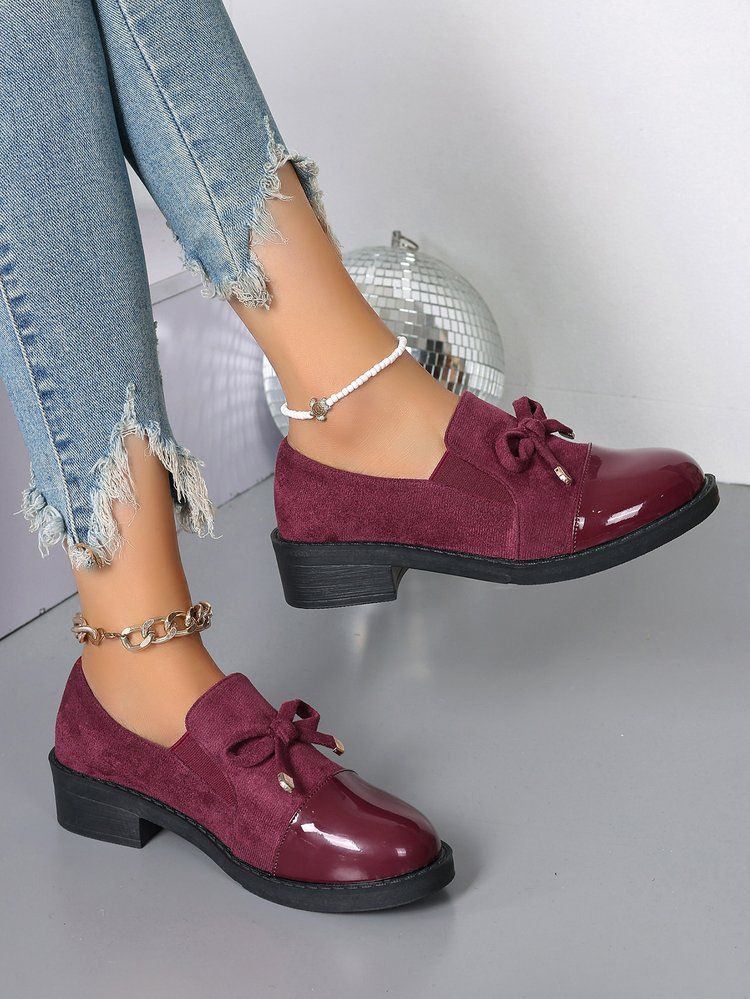 Slip-on Loafers Dames Herfst Pumps Met Chunky Hakken_voghion.com