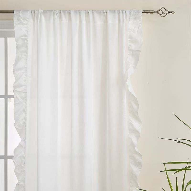 White Velvet Sheer Curtains Light Filtering Privacy Drapes With Luxury Linen Blend Elegant Semi-Sheer Window Treatment For Bedroom Living Room_voghion.com