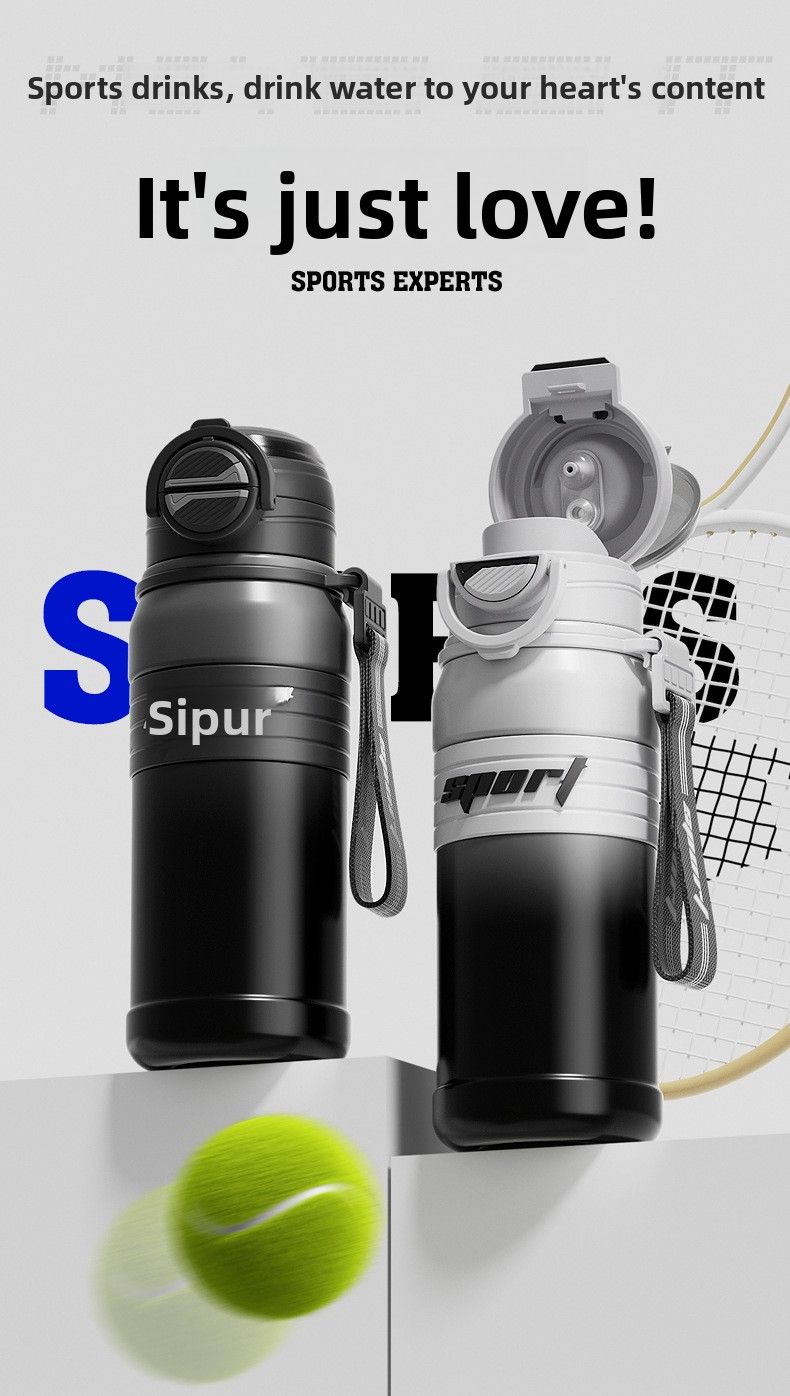 316 Edelstahl Trendy Isolierte Outdoor Sport Große Kapazität Bounce Wasser Tasse Praktische Mit Griff Doppel_voghion.com