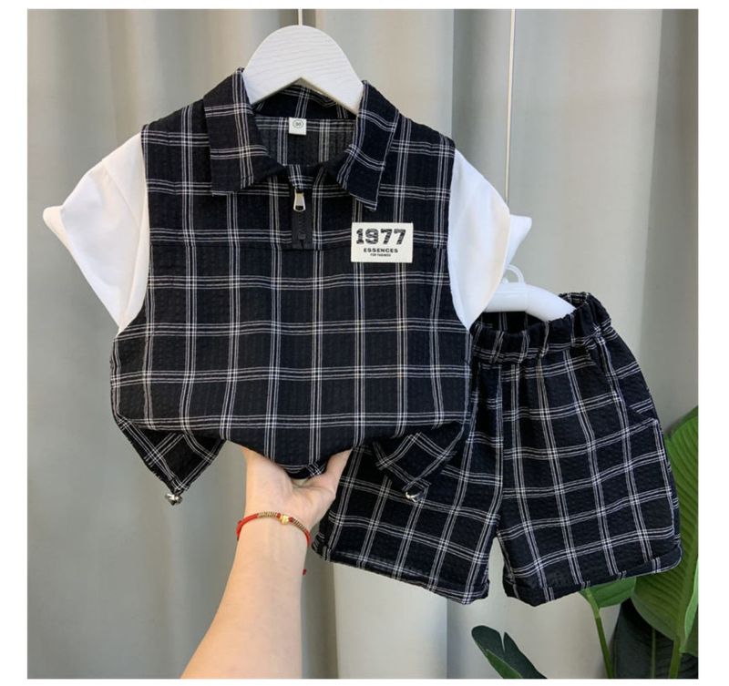 Boys Summer Suits New Style Stylish Baby Summer Handsome Clothes Trendy Children's Net Celebrity Short Sleeved Two Piece Suit_voghion.com