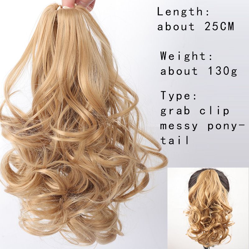 Langes Haar, Mode, fauler Clip, lockiges Haar, Pferdeschwanz, Haarschmuck, natürliche, flauschige Simulation, falsche Zöpfe, Perücken für Frauen_voghion.com