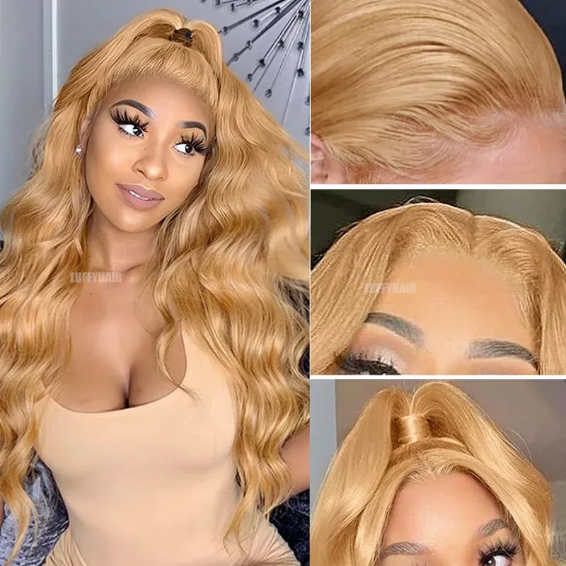 Parrucca in pizzo completo con base in seta e capelli umani, biondo miele, da 24 pollici_voghion.com