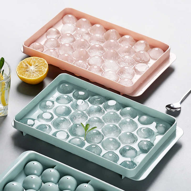Plastic creatieve ronde ijsblokjesvorm met deksel roostervormen koeler gereedschap mal whisky cocktail koud doe-het-zelf drankje thuis bar feest gebruik_voghion.com