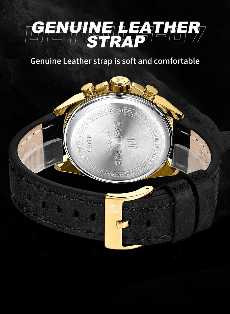 Hands Wristwatches Genuine Leather Strap Alloy Case Casual Watches Dress Watch For Men Waterproof With Date Luminous_voghion.com