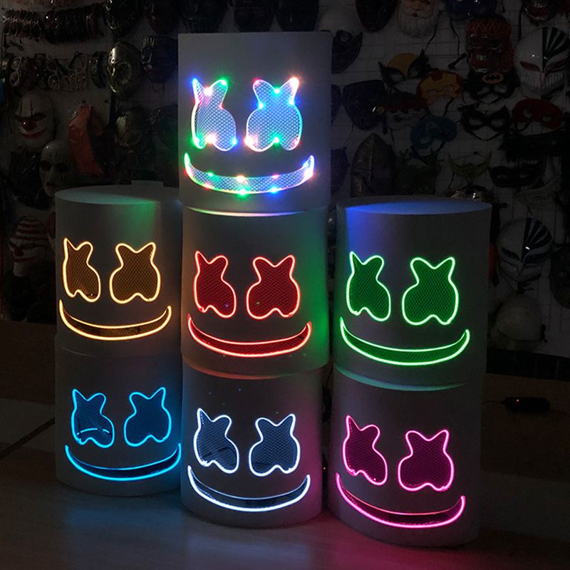 LED Marshmallow Cos Mask For Dance DJ Party Decoration Show Props Masquerade Birthday Party Mask With Gloves Cool Dexoration_voghion.com