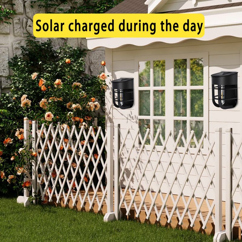 Solarbetriebene Vintage-Wandlaterne – Einstellbares warmweißes Licht, Aussparungsdesign für Zaun- und Gartendekoration_voghion.com