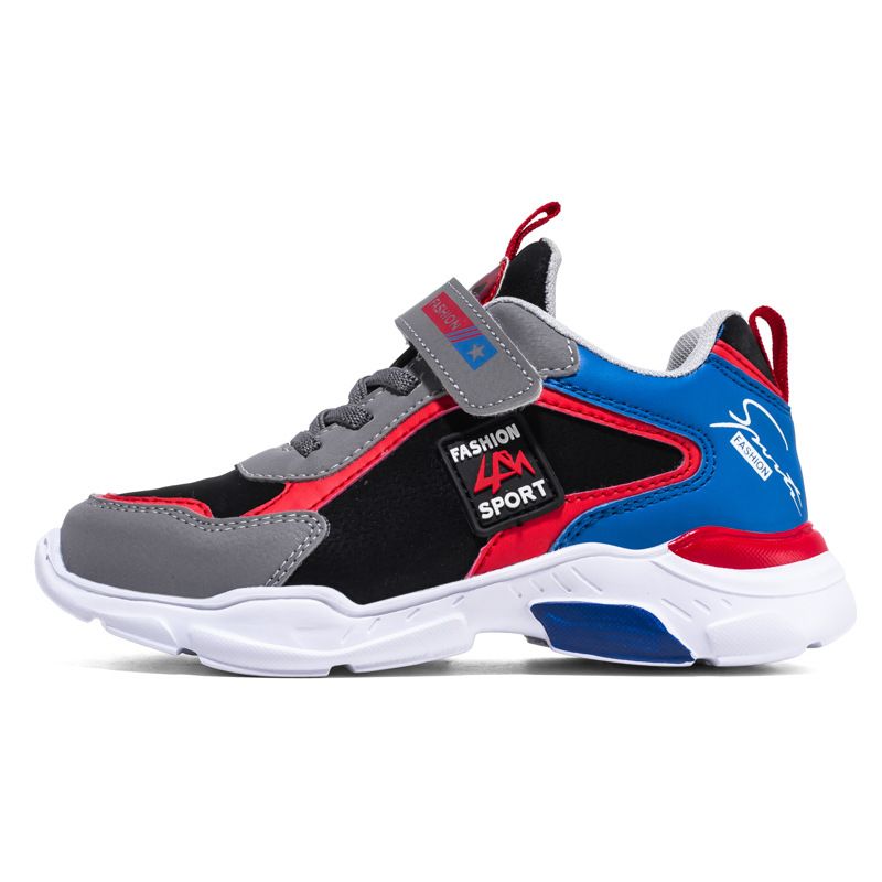 Non-slip Thick Soles Lace-up Velcro Booster Running Shoes For Boys_voghion.com
