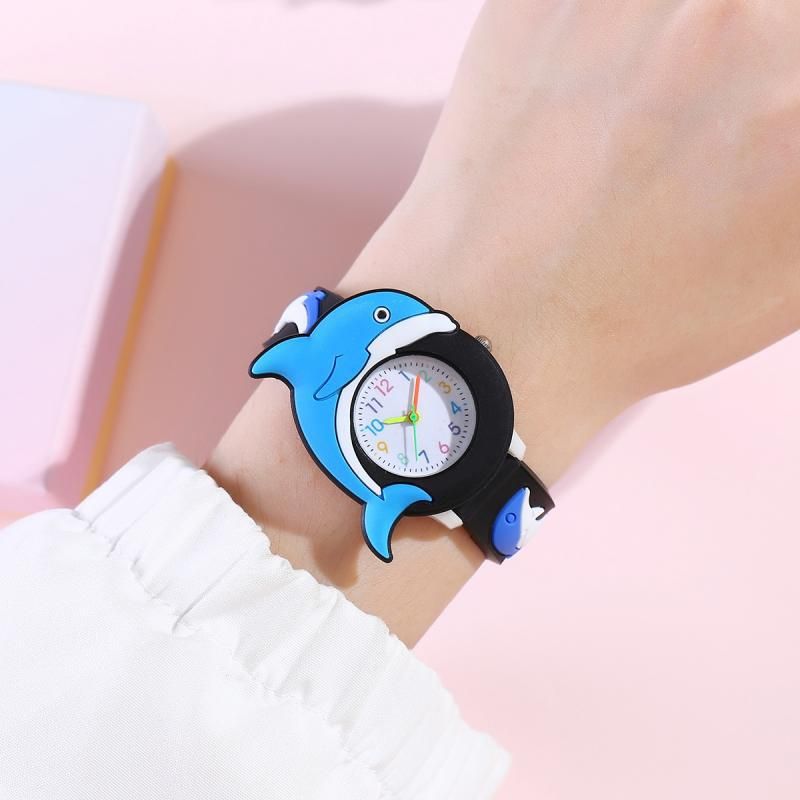 Cartoon Children's Watch Silicone 3D Student Cute Quartz Watch Dream Childlike Interest Dolphin Pattern Watch_voghion.com