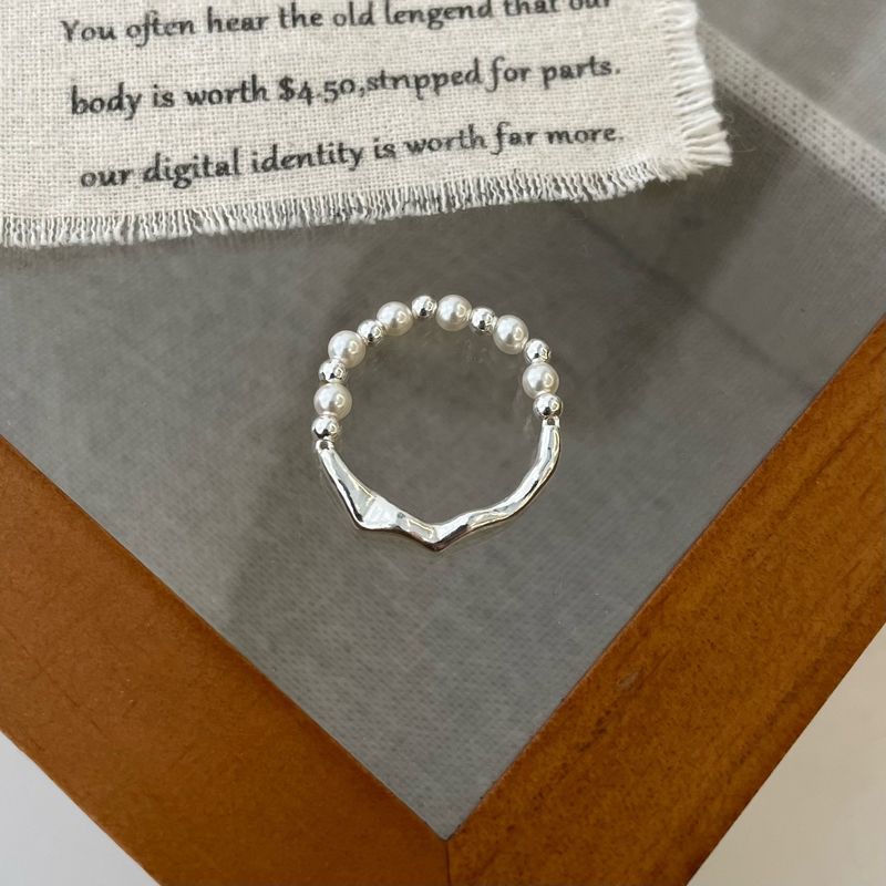 S Pure Silver Shijia Pearl Elastic Live Room Welfare Simple And Gentle Stacked High Grade Sensory Ring_voghion.com