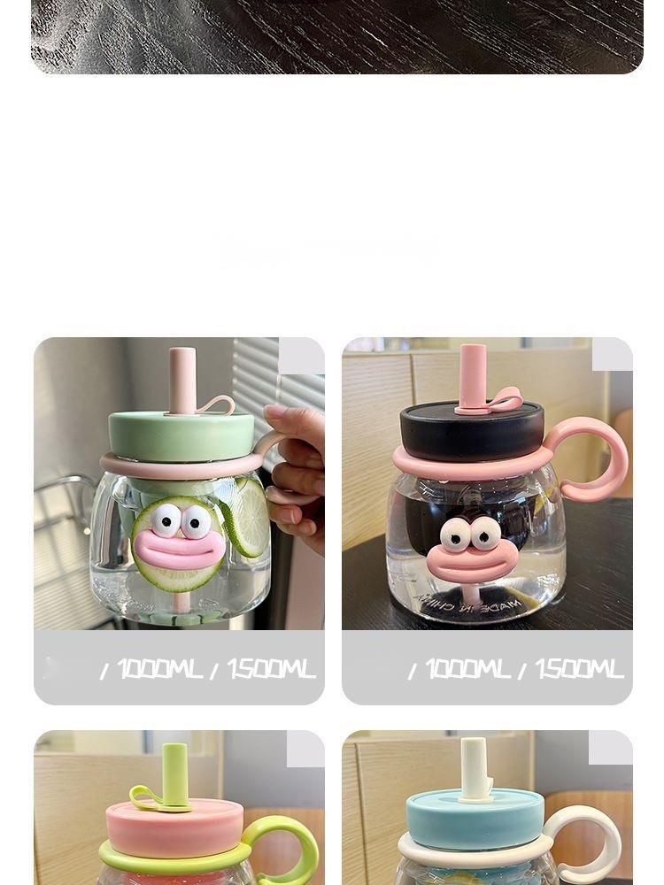 Girls' Water Bottle Summer High-Value Straw Belly Large Capacity Strainer High Temperature Resistant Cute Tea Brewing_voghion.com