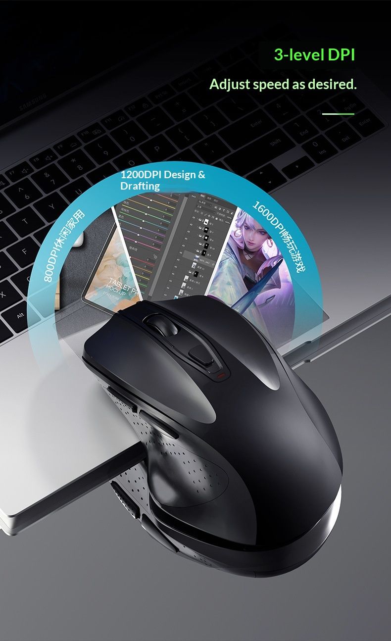 Souris sans fil Bluetooth double mode, rechargeable et silencieuse pour le jeu et l'e-sport, compatible avec les ordinateurs portables et tablettes Lenovo et HP._voghion.com