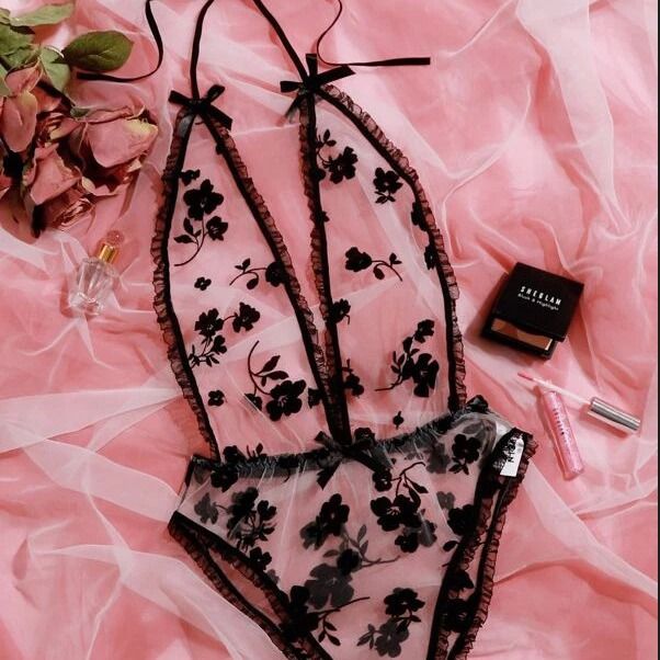 Lingerie sexy avec nouvelle perspective, broderie en dentelle et maille, porte-jarretelles noir, une pièce et pyjama amusant_voghion.com