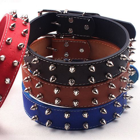 Cross-Border Pet Punk Style PU Rivet For Medium And Large Dogs Necklace Dog Collar_voghion.com