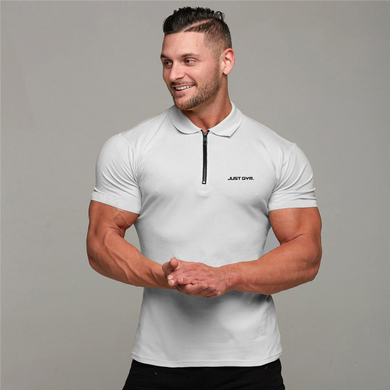 Muscle Male Brother Sport Poloshirt Poloshirts Herren Sommer Kurzarm Revers Fitness T-Shirt_voghion.com