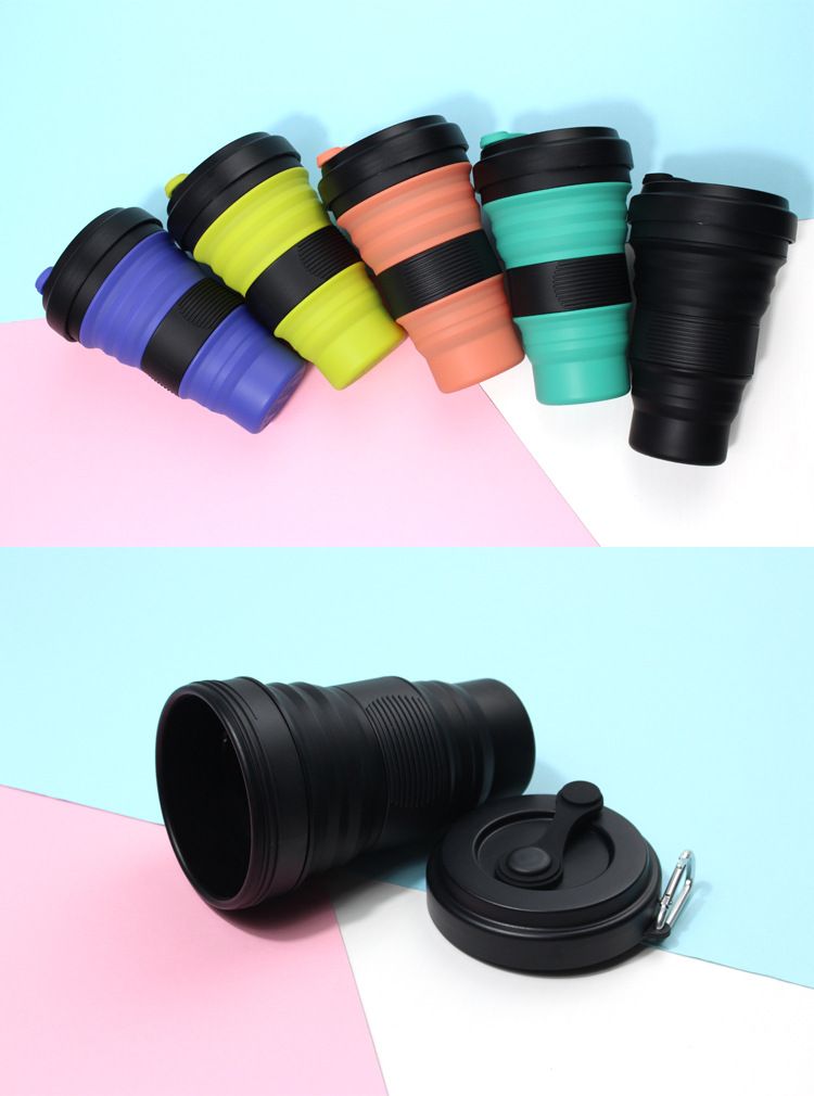 New color creative folding cup silicone telescopic portable coffee cup 550ML large capacity_voghion.com