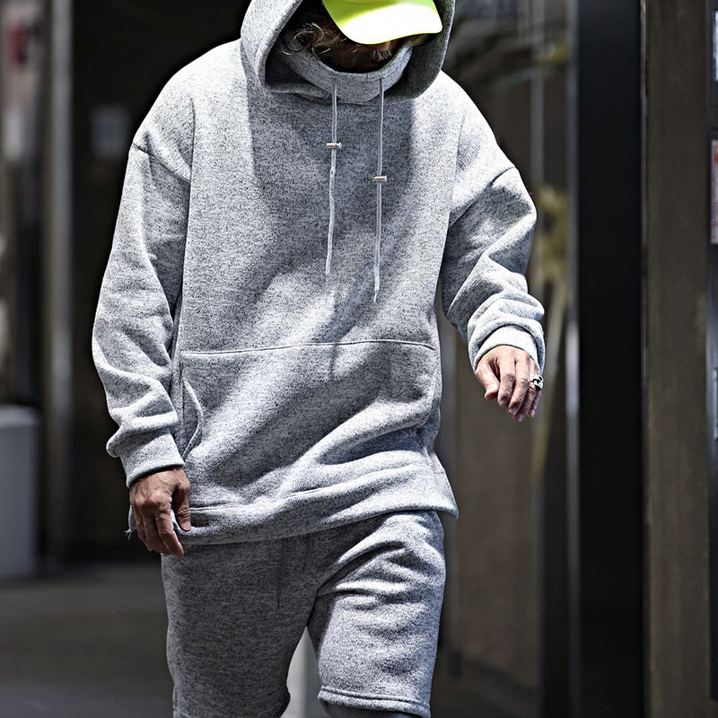 Conjunto de dos piezas de manga larga con capucha suelta para jóvenes de otoño/invierno 2024 para hombre_voghion.com