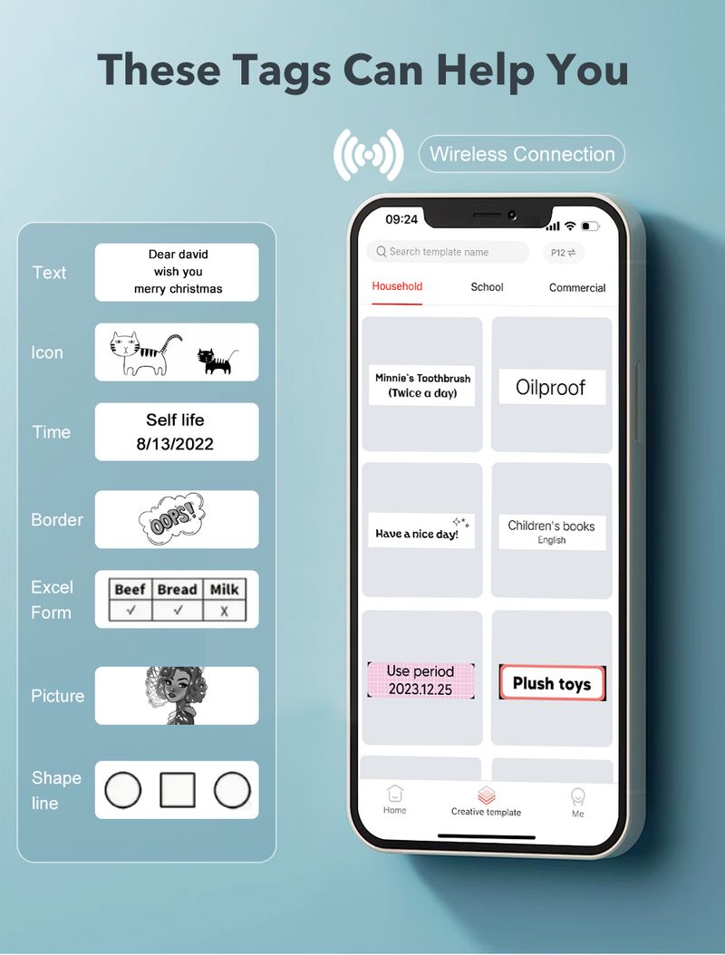 Marklife M1Thermal Maker avec imprimante d'étiquettes en papier Durable, Mini imprimante Bluetooth sans encre pour téléphone IOS et Android_voghion.com