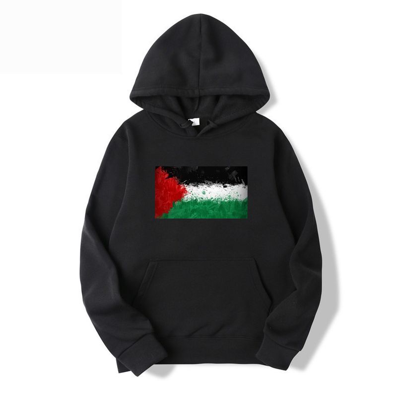 Felpa con cappuccio casual tinta unita con tema Pakistan-Israele Palestina da donna_voghion.com
