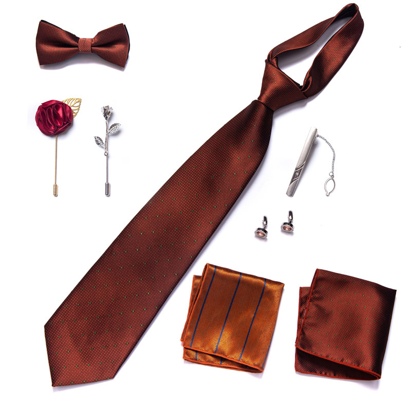 Gravata masculina lenço quadrado conjunto de caixa de presente de 8 peças namorado gravata presente transfronteiriça venda quente_voghion.com