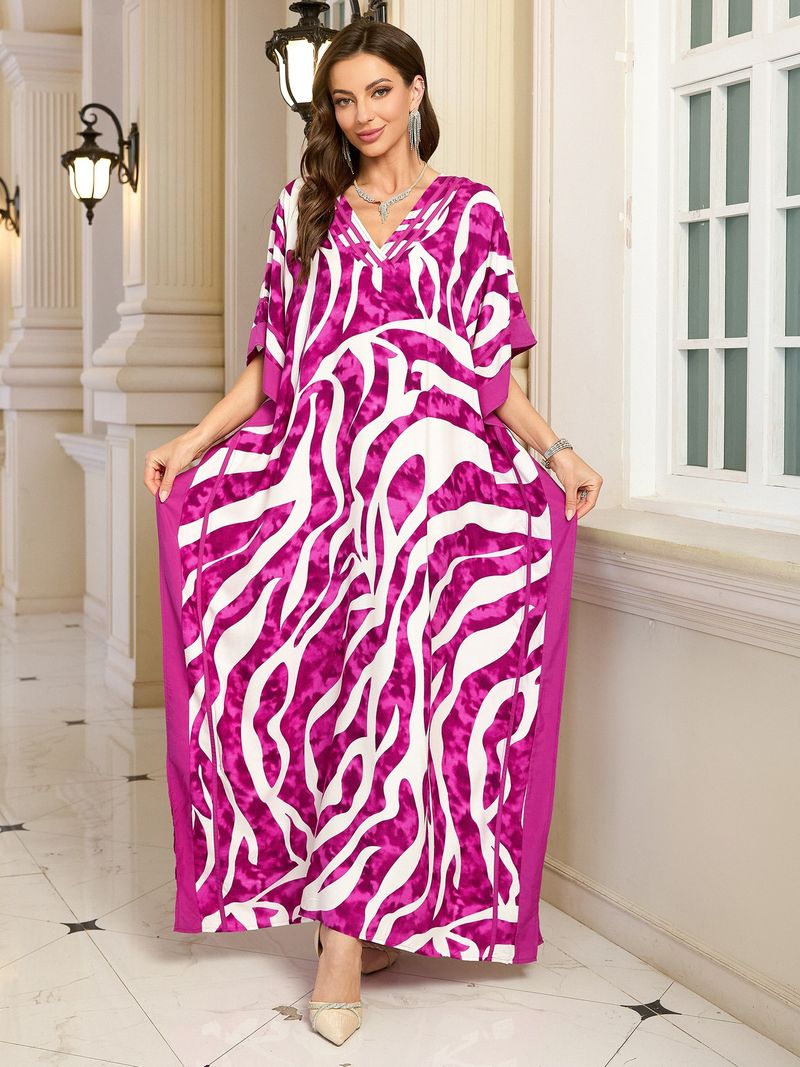 Kadın Baskılı Rayon Plaj Elbisesi - UPF Korumalı Uçuşan Boho Kimono Bornoz (Tek Beden, Hafif ve Nefes Alabilir)_voghion.com