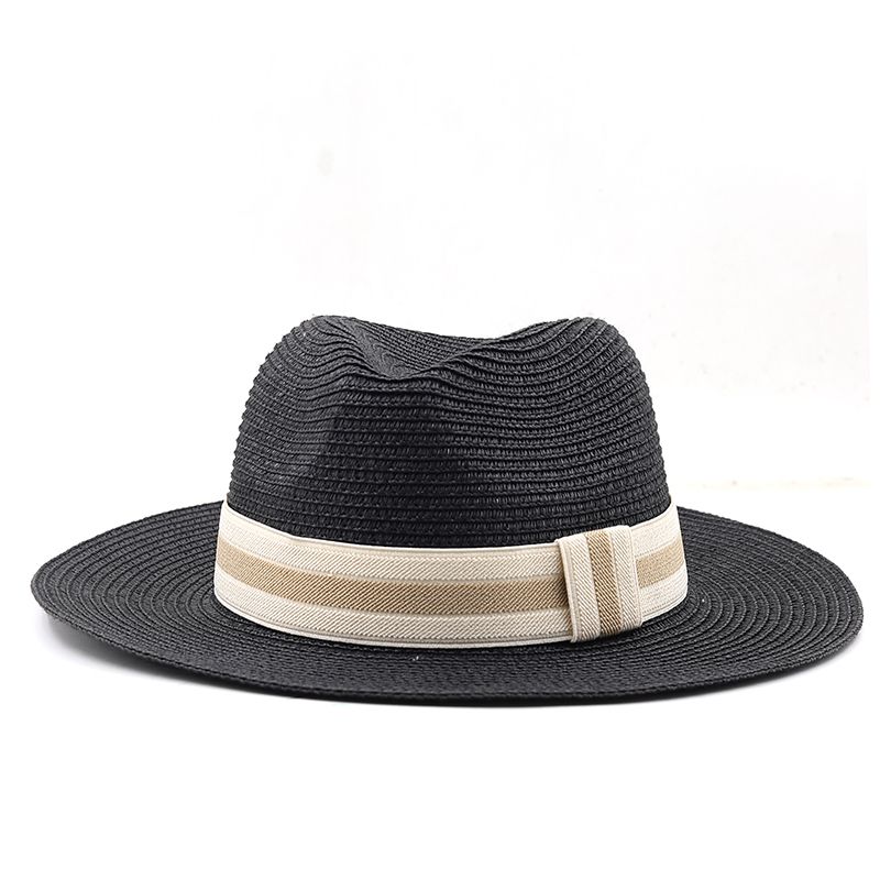 Fashion 54-58-60CM Womens Summer Panama Hats Wide Brim Straw Sun Beach Hat Men Fashion UPF UV Protection Fedoras Cap For Travel_voghion.com
