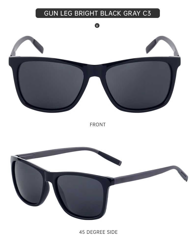 2024 New Square Frame Polarized Sunglasses for Men Sunscreen Aluminum Magnesium Sunglasses for Men Trendy Cross-Border Wholesale Sunglasses_voghion.com