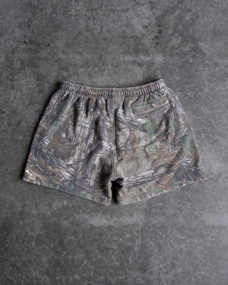 Men's Clothing Summer New Men's Digital Print Shorts Camouflage Tree Branch Print Black Drawstring Pocket Casual Shorts For Men And Women_voghion.com