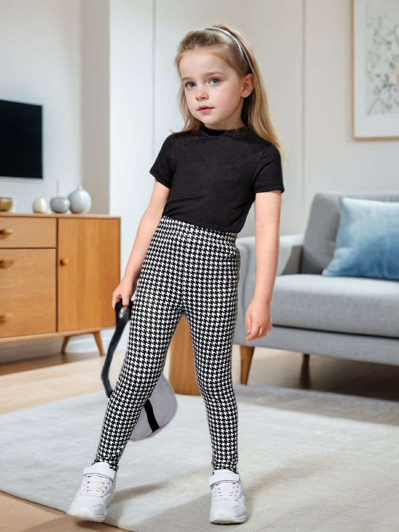 Kids’ Clothing INS Girls Spring And Autumn Leggings Fashionable Houndstooth Pattern, Tight Leggings_voghion.com