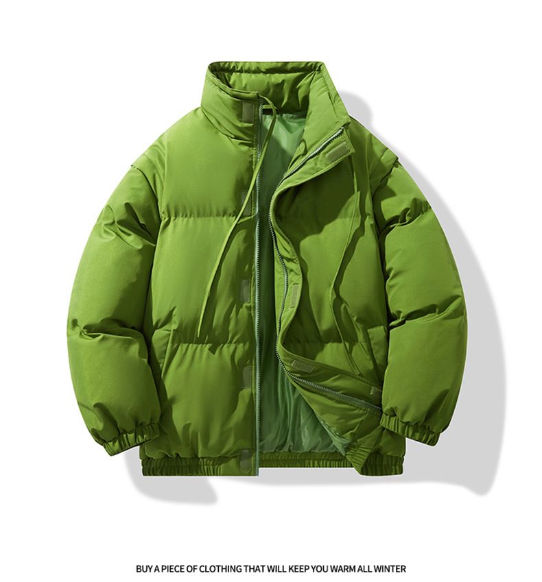 Sleeves Removable Stand-up Collar Cotton-padded Clothes Men's Loose Down Cotton-padded Clothes Stand-up Collar Warm Bread Clothes_voghion.com
