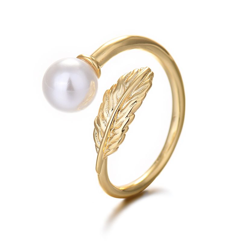 French Style Luxury Niche Design, Feather Texture, Plain Circle, Pearl Women's Index Fier Ri, Personalized Trendy_voghion.com