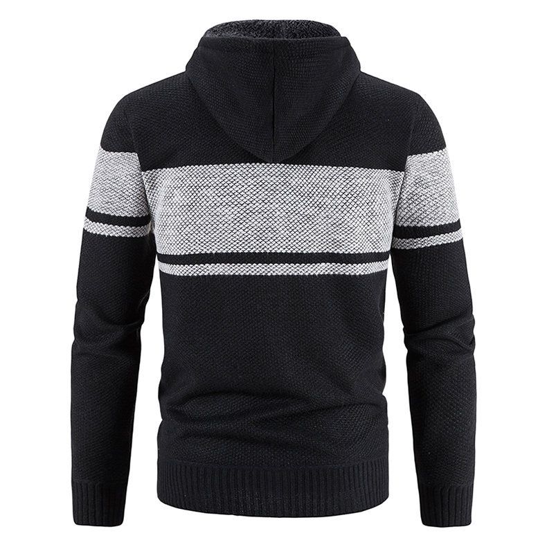 Herren-Kapuzenpulloverjacke mit Fleecefutter – Slim Fit-Pullover mit Reißverschluss und Farbblockdesign_voghion.com