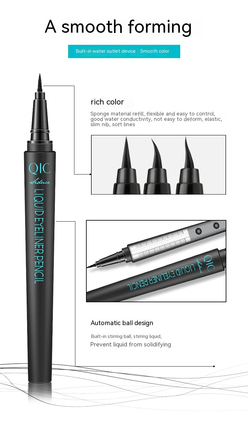 QIC Magic Slim Wasserdichter, schweißfester, färbender, schnell trocknender Make-up-Eyeliner, Eyeliner-Flüssigkeitsstift_voghion.com
