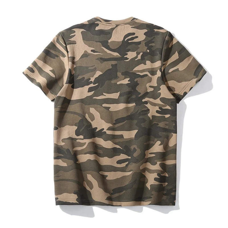 T-shirt mimetica estiva ad asciugatura rapida da uomo Outdoor Casual allentato manica corta O-Collo allenamento militare top Tees uomo Tee Shirt_voghion.com