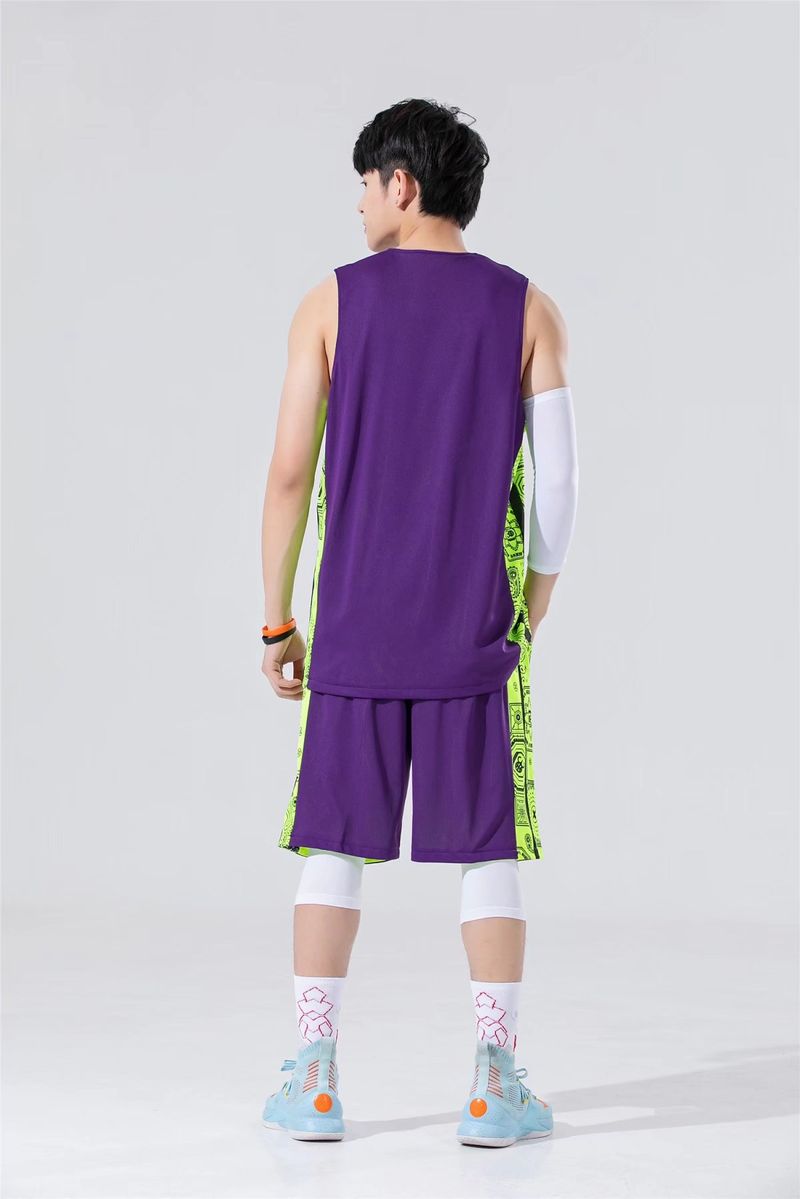 Costum de baschet cu două fețe, îmbrăcăminte sport lejeră pentru bărbați, uniformă personalizată pentru studenți, vestă imprimată,_voghion.com