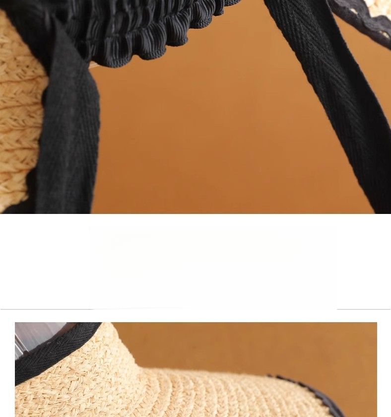 Breedgerande raffia zonnehoed, volledige gezichtsbescherming dames strohoed, zomerse reiszonnehoed_voghion.com