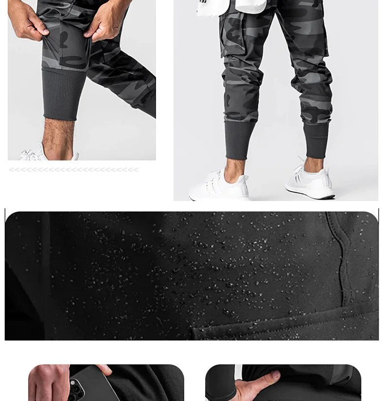 Pantaloni sportivi da palestra ad asciugatura rapida da uomo Pantaloni da corsa Tasche Pantaloni cargo da allenamento Pantaloni da jogging da allenamento Fiess Casual_voghion.com