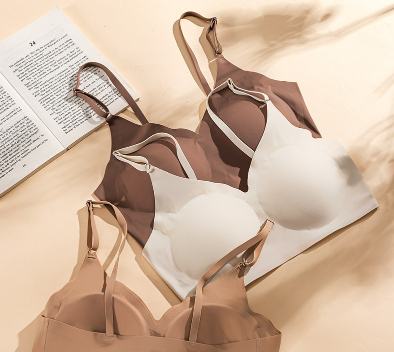 Soutien-gorge une pièce sans coutures pour femmes, grande taille, dos froncé, sans anneau en acier, sous-vêtements féminins, vente en gros_voghion.com