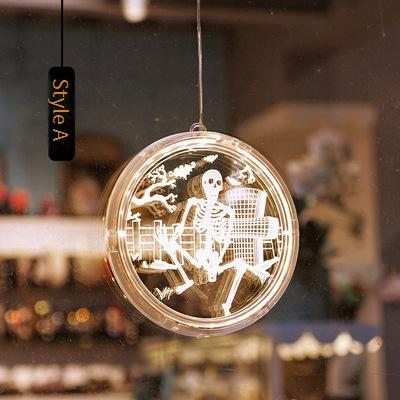 Luci LED per Halloween - Decorazioni spettrali viola/bianco caldo per feste, casa e bar (zucca, fantasma, scheletro, ragno, spaventapasseri)_voghion.com