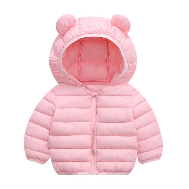 Giacca invernale per bambini con orecchie di animali - Cappotto imbottito leggero per bambini e bambine, morbido capospalla con cappuccio in poliestere per neonati e bambini piccoli (80-120 cm)_voghion.com