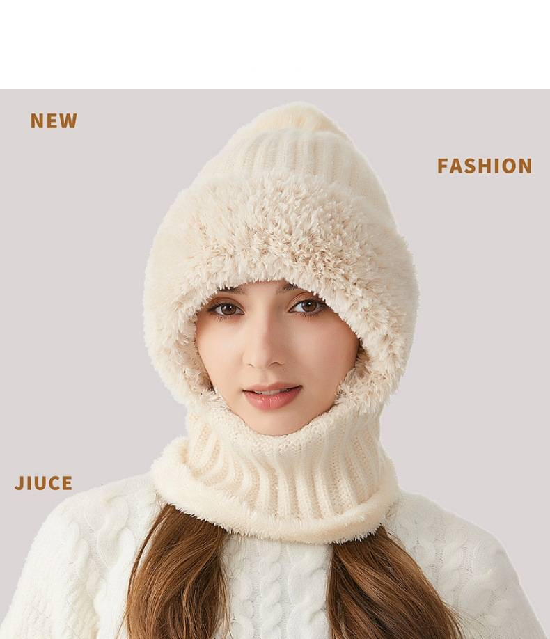 Women's Knitted Hat Scarf Mask Combo - Warm Winter Fleece Lined Beanie With Neck Warmer For Cold Weather_voghion.com