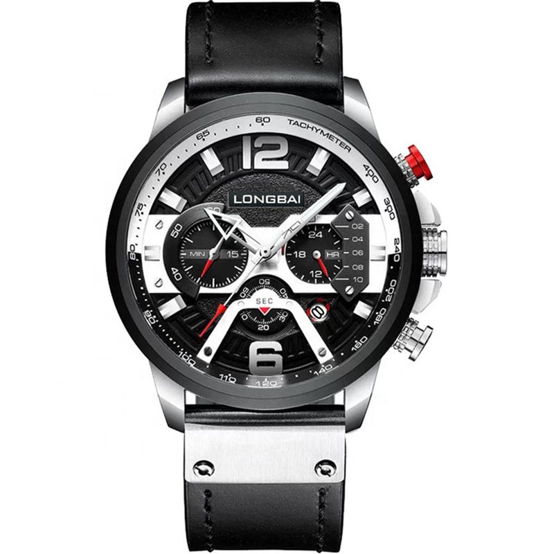 Men's Multi-Function Chronograph Watch - Business Sport Waterproof Leather Strap Quartz Wristwatch With Date_voghion.com
