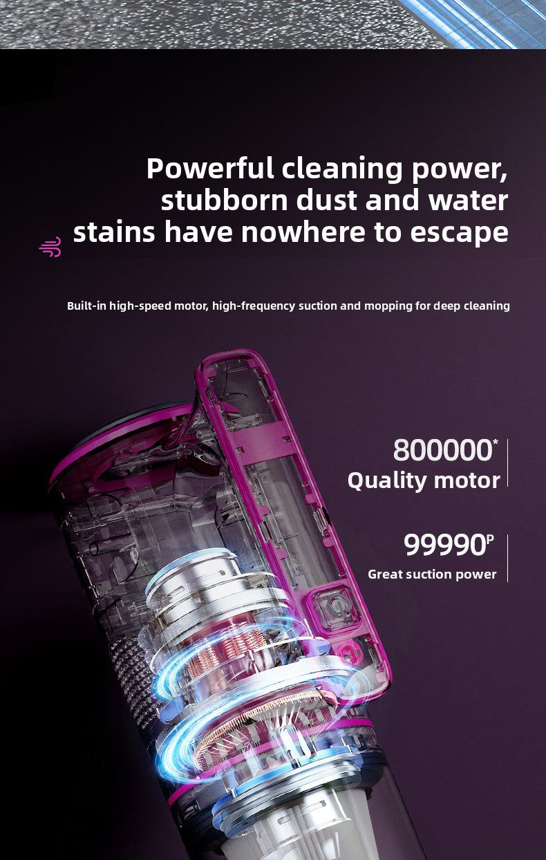 Staubsauger, kabelloser Handstaubsauger mit hoher Saugkraft für den Haushalt, starke Saugkraft für Teppiche, Katzenhaare, Haustiere, Saugen und Wischen in einem._voghion.com