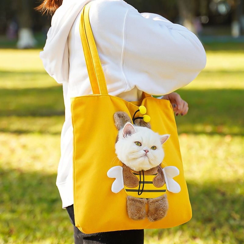 Bolso bandolera para mascotas, ideal para llevar a tu gato o perro pequeño con la cabeza descubierta, con un solo hombro, de Bee Supplies_voghion.com