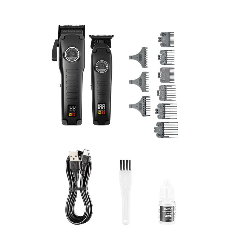 Kemei Km-1827 Elektrische tondeuse Kit Professionele trimmer Snoerloos Oplaadbaar Haarknipmachine Voor Sterke Kracht_voghion.com