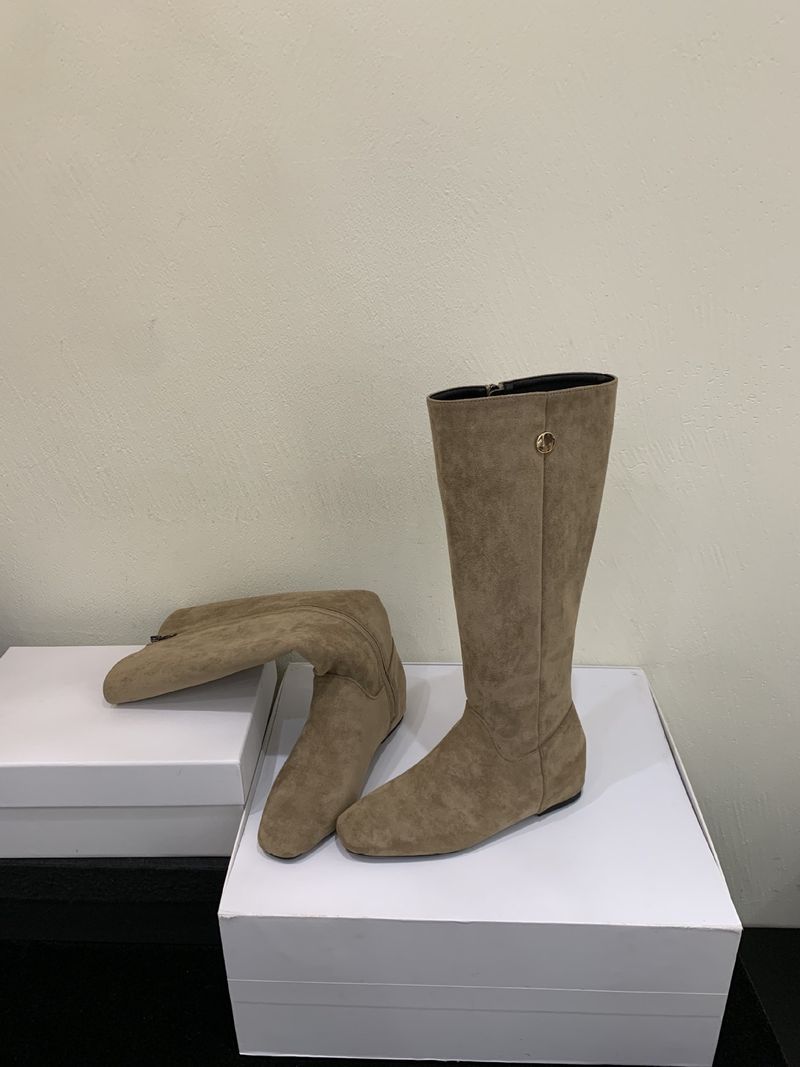 Stivali sopra il ginocchio dritti con punta quadrata in stile francese, autunno inverno 2025, per donna_voghion.com