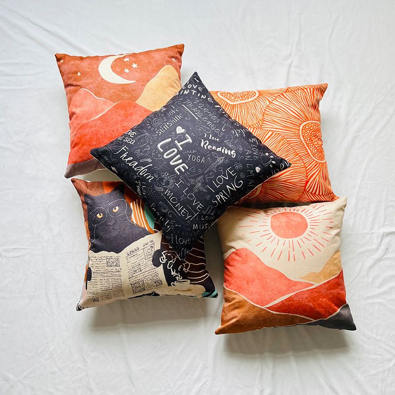 Funda de almohada con estampado de flores y plantas frescas pequeñas de lino encriptado especial transfronterizo para el hogar_voghion.com