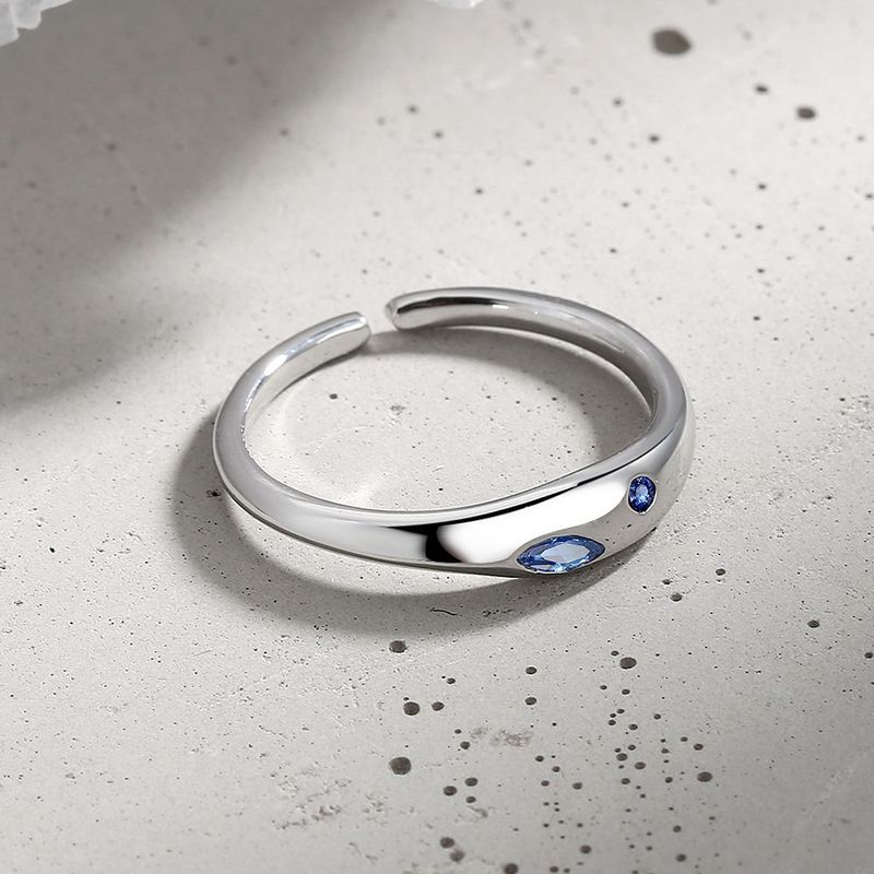 Ins Style Blue Diamond Glossy Simple Elegant Women's Niche Index Finger Ring_voghion.com
