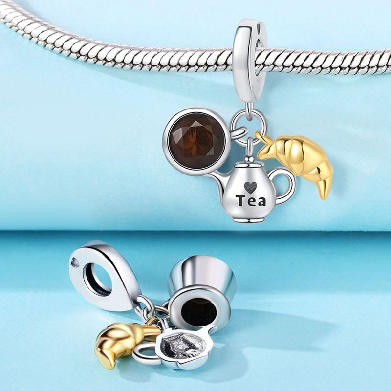 Kadın Takı Bluetooth Kulaklık Kahve Bira Gitar Charm Kolye Boncuk DIY Takı Bilezik Aksesuarları Bakır Kaplama Gümüş_voghion.com