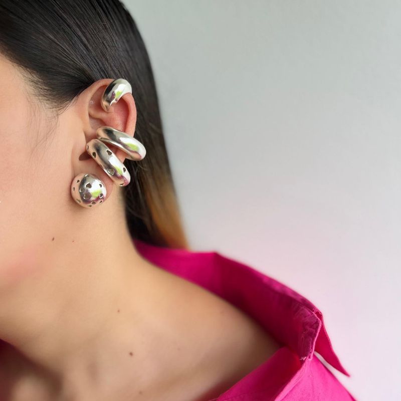 Clip per orecchini a forma di cuore cilindrico spesso in acciaio inossidabile dorato autentico di INS, non sbiadisce_voghion.com