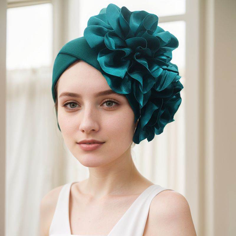 Muslim headscarf Air layer side large flower hat Indian hat Muslim hat bun head_voghion.com